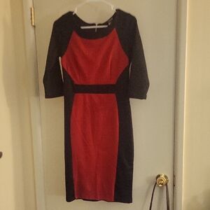 ALLOY Elegant Red and Black Long Sleeve Dress